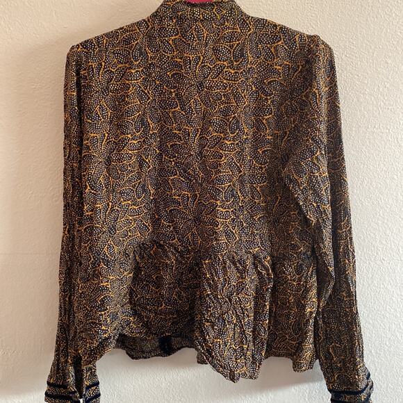 Hinge Blouse Gold and Navy M - Picture 10 of 10